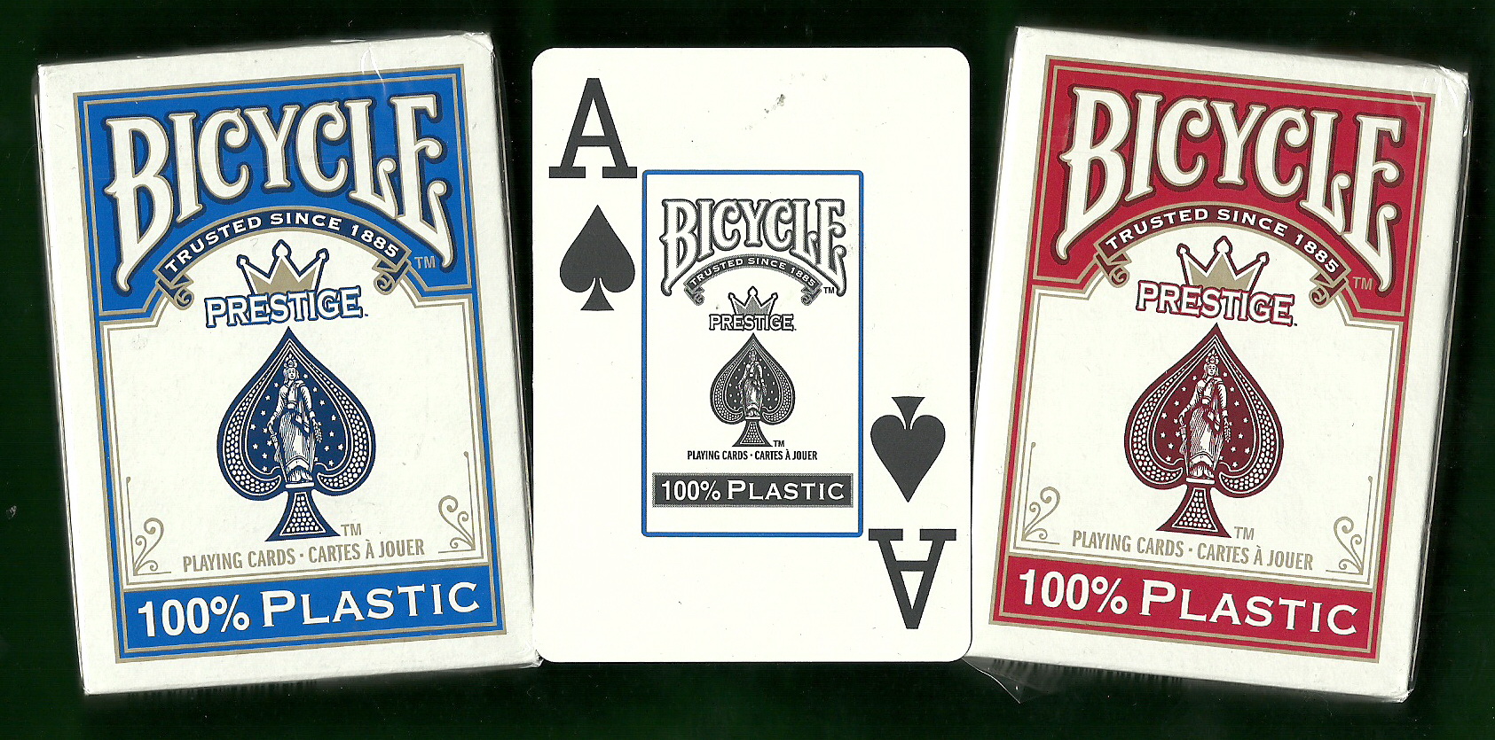 (magasin spécialisé à Genève, Billard, Baby Foot, Jeux,  Poker, Fléchettes) : JEUX, Jeux de cartes Bicycle, tapis, 1 JEU DE 54 CARTES  BICYCLE PRESTIGE 100% PLASTIQUE !